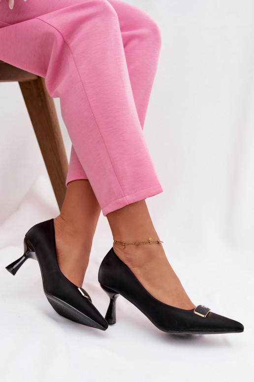 Schuhe Mit Dekorationen Detalem schZuarze Farbe Fessira