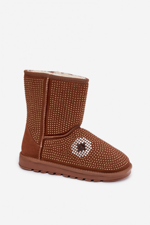 Décoré Grand Bottes de neige Féminin marron Galivra