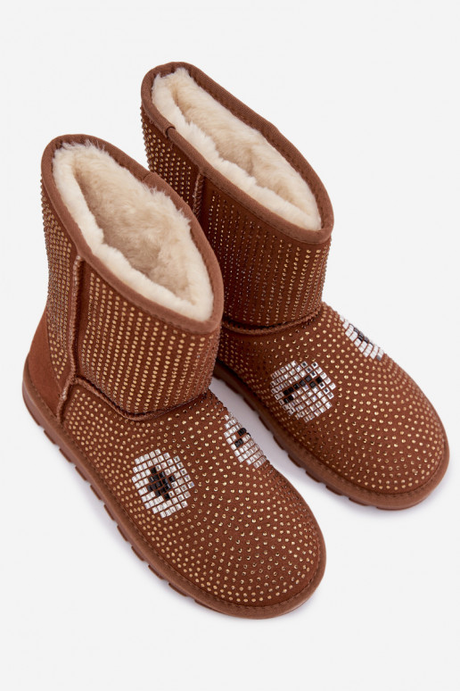 Décoré Grand Bottes de neige Féminin marron Galivra