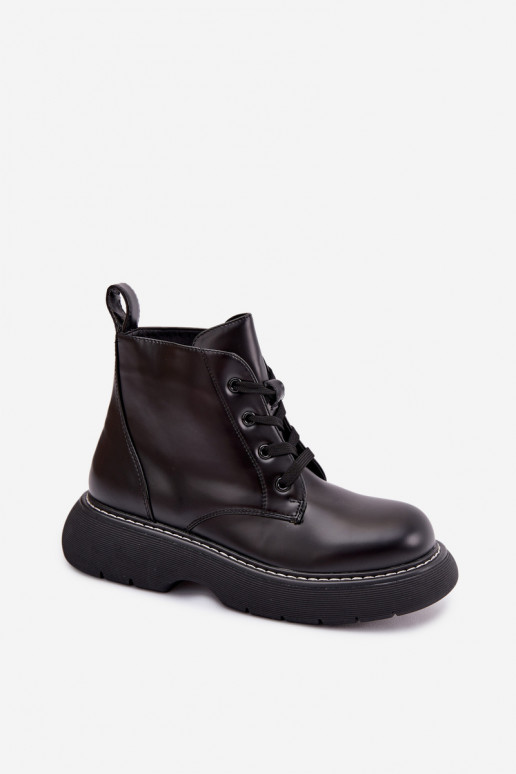 réchauffer Bottes pour femmes avec une plateforme avec des lacets couleur noire Harmine