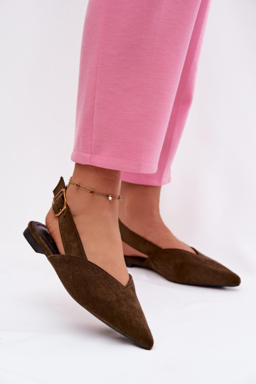 Ballerines avec boucles dorées en daim écologiqueoÀe couleur verte Palerra