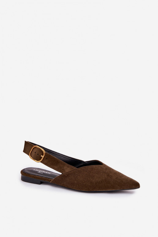 Ballerinas met gouden gespen van eco-suèdeoIne groene kleur Palerra