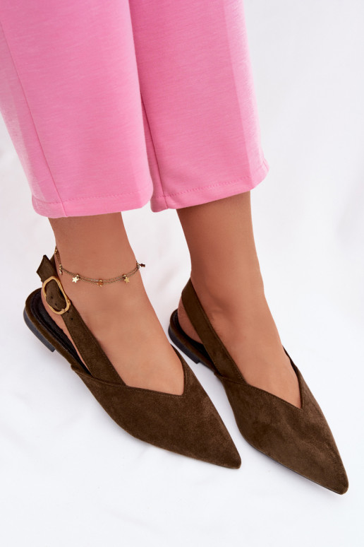 Ballerines avec boucles dorées en daim écologiqueoÀe couleur verte Palerra