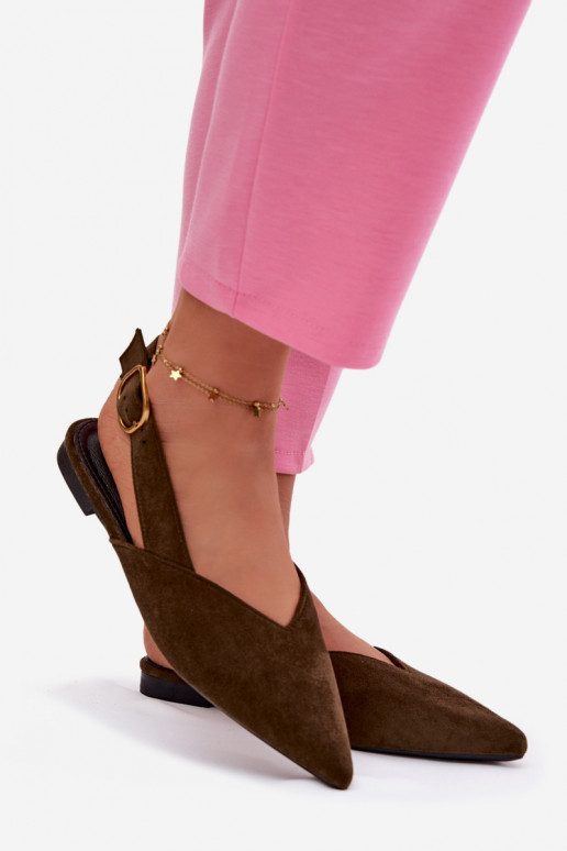 Ballerines avec boucles dorées en daim écologiqueoÀe couleur verte Palerra