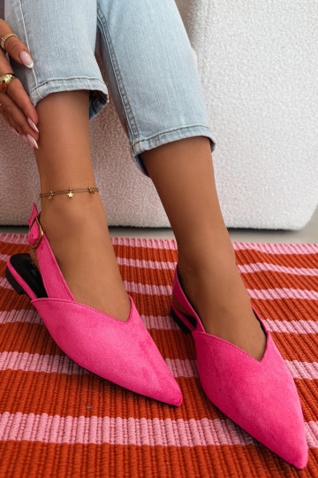 Ballerines avec boucles dorées en daim écologiqueoÀe couleur rose Palerra