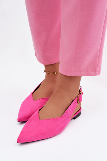 Ballerines avec boucles dorées en daim écologiqueoÀe couleur rose Palerra 2