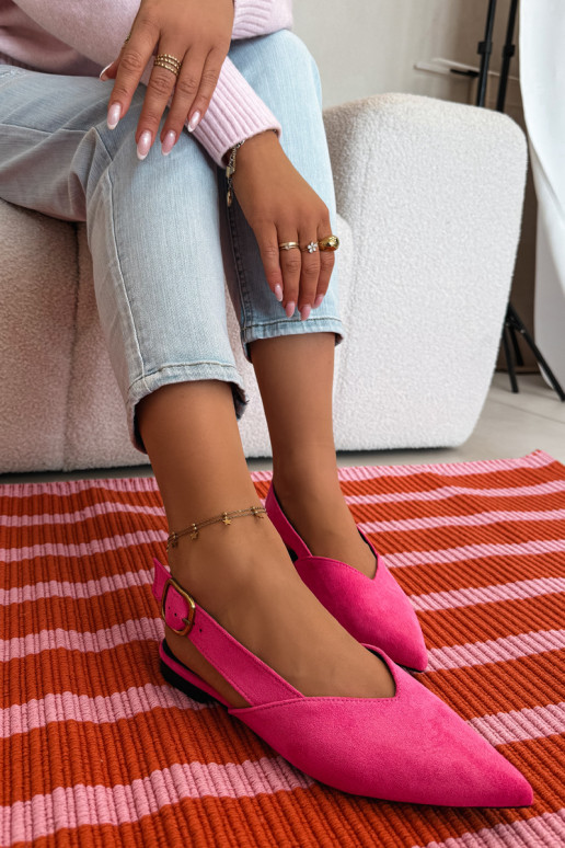 Ballerinas met gouden gespen van eco-suèdeoIne roze Palerra