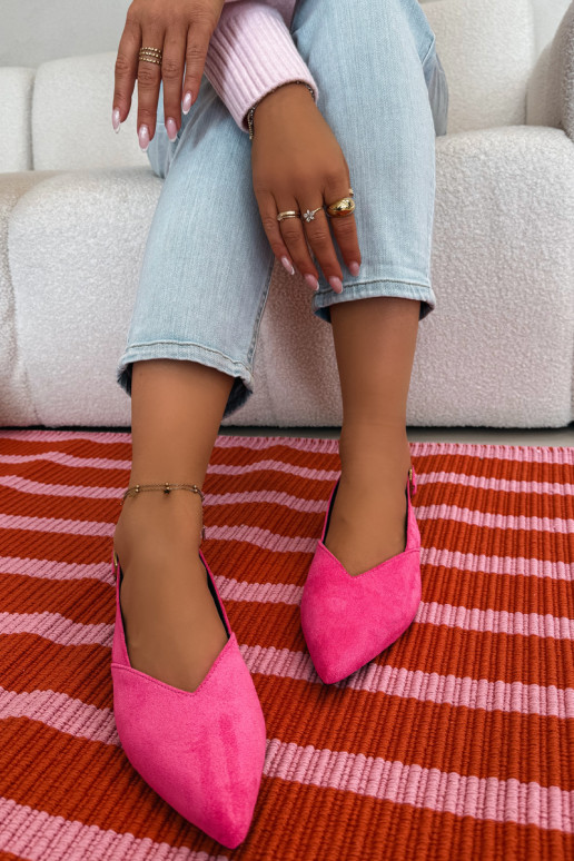 Ballerines avec boucles dorées en daim écologiqueoÀe couleur rose Palerra