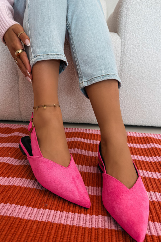 Ballerines avec boucles dorées en daim écologiqueoÀe couleur rose Palerra