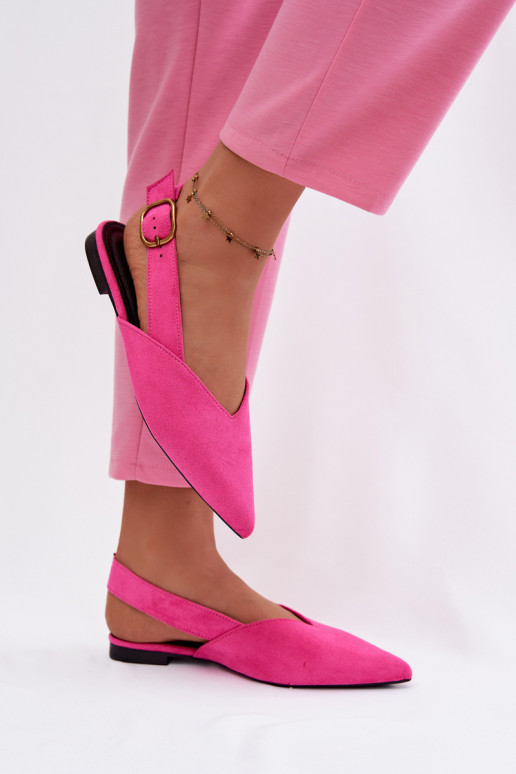 Ballerines avec boucles dorées en daim écologiqueoÀe couleur rose Palerra