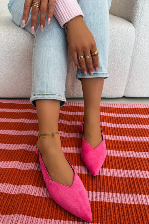 Ballerines avec boucles dorées en daim écologiqueoÀe couleur rose Palerra