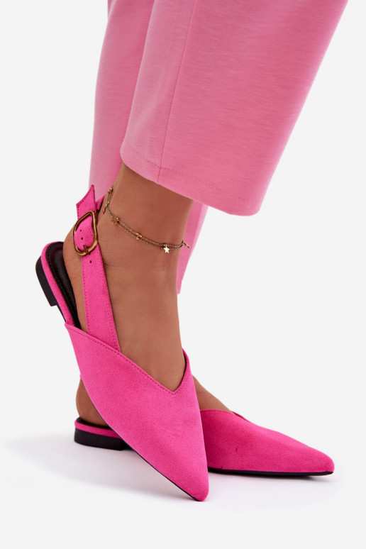 Ballerinas met gouden gespen van eco-suèdeoIne roze Palerra