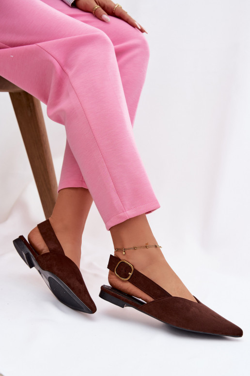 Ballerinas mit goldenen Schnallen aus Öko-INildlederoZue CzekoladoZue Palerra