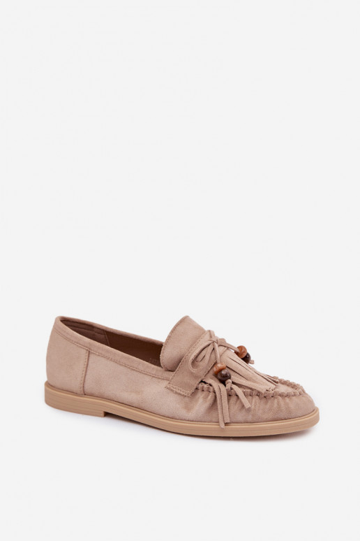 mocassins pour femmes avec des franges I couleur corailikami beige Teressa