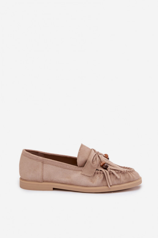 dames mocassins met kInastjes I koraal kleurenikami beige Teressa