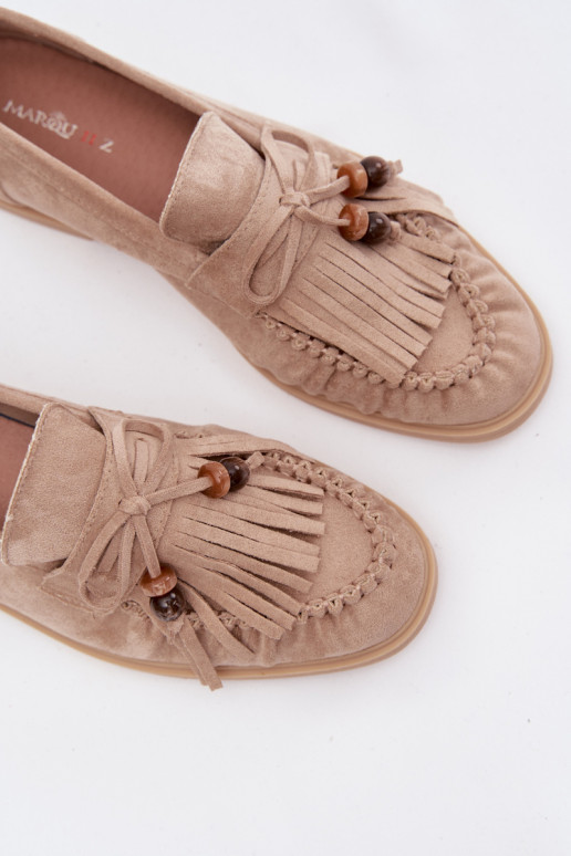 mocassins pour femmes avec des franges I couleur corailikami beige Teressa
