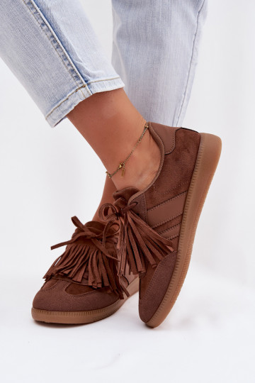 Chaussures de sport pour femmes avec franges, couleur marron, Dorivelle 2