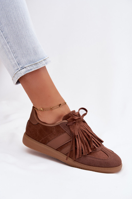 Chaussures modèle baskets Féminin avec des franges marron Dorivelle