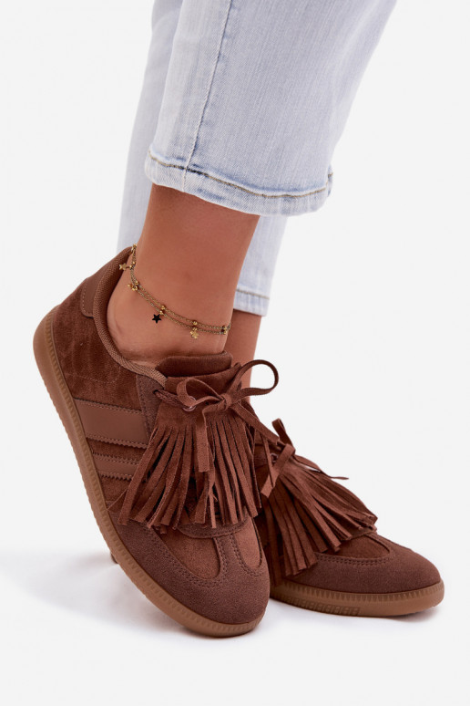 Chaussures modèle baskets Féminin avec des franges marron Dorivelle