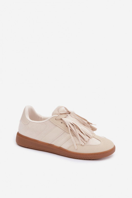 Chaussures modèle baskets Féminin avec des franges beige Dorivelle