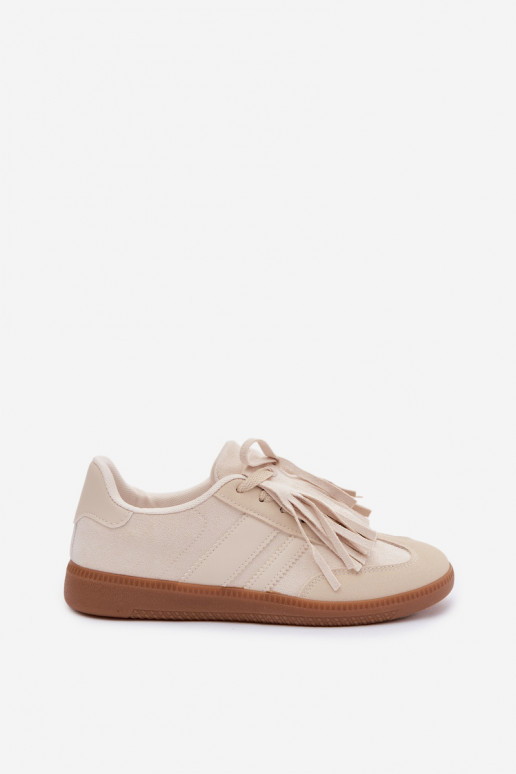 Chaussures modèle baskets Féminin avec des franges beige Dorivelle