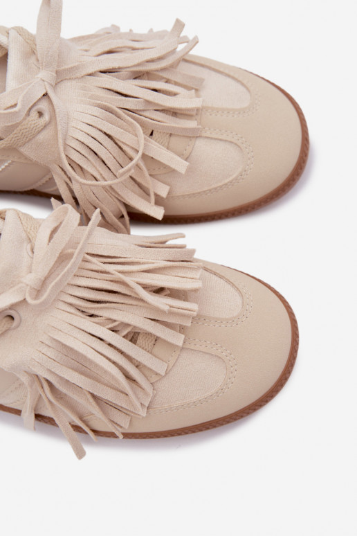 Chaussures modèle baskets Féminin avec des franges beige Dorivelle