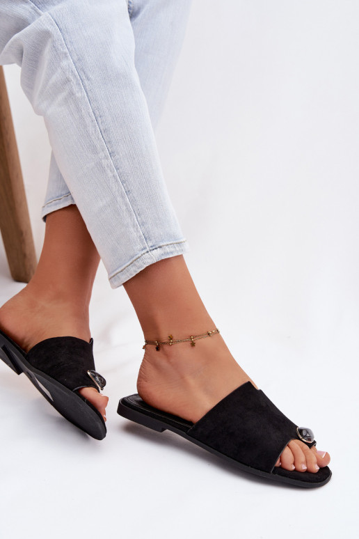 Slippers Dames plat Met sierlijk Detalem van eco-suèdeoIne zInart Selavine