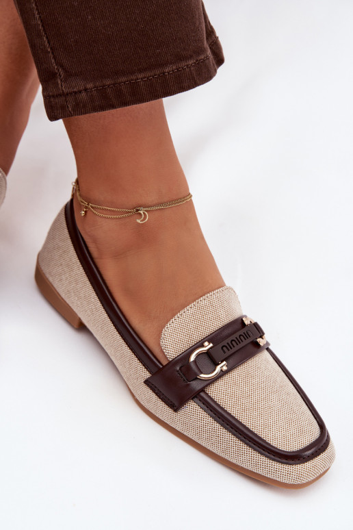Damen braun-beige Mokassins mit dekorativen Elementen „Evelora"