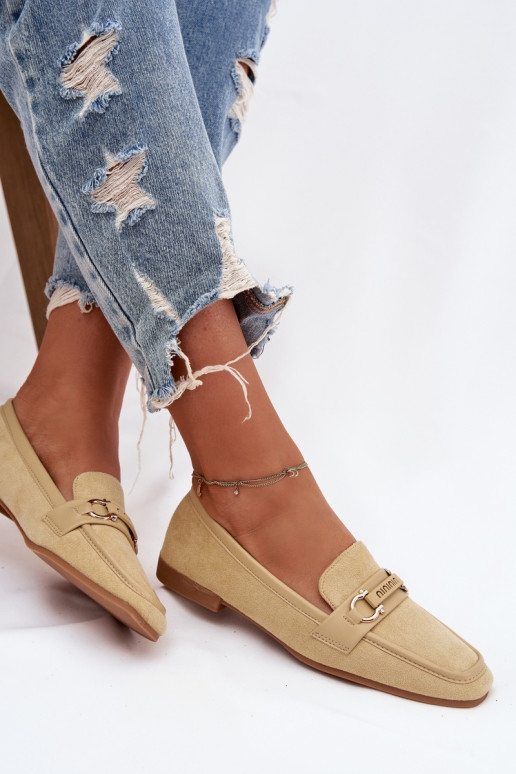 Dames mokassins met decoratieve elementen in gele kleur Evelora