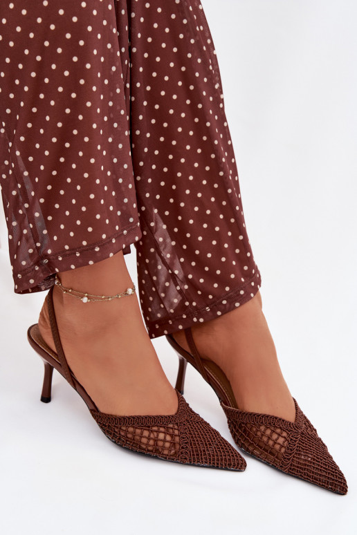 Sandales „Hanelis“ couleur marron avec éléments ajourés et talons fins