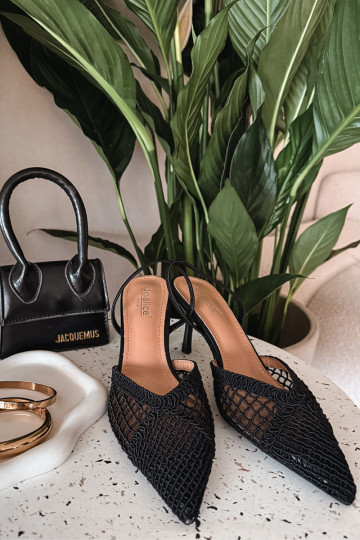 Sandales „Hanelis“ couleur noire avec éléments ajourés et talons fins 2