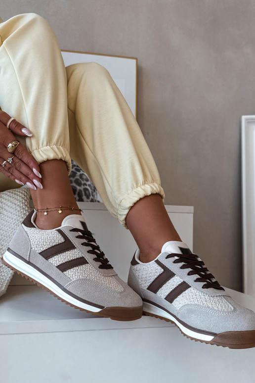 Zandkleurige dames sneakers model „Soretta"