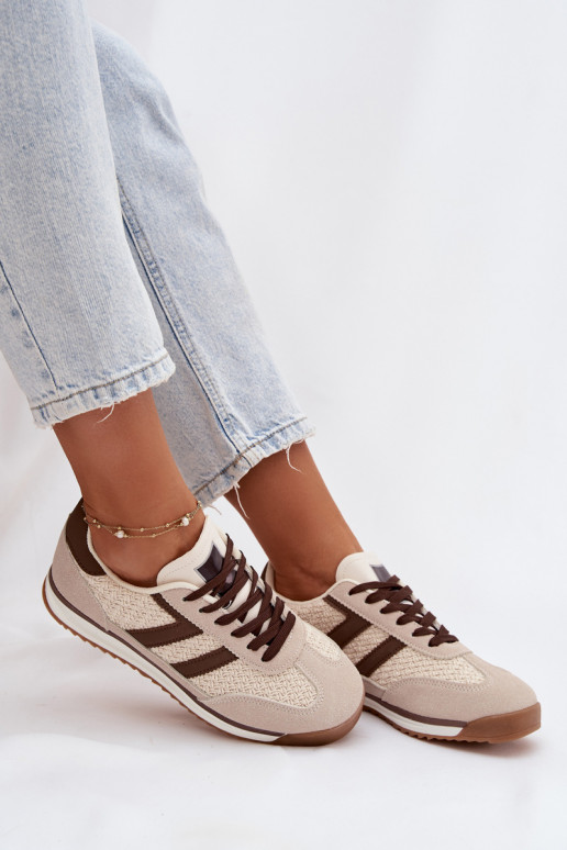 Zandkleurige dames sneakers model „Soretta"