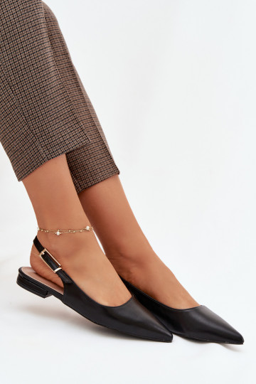 Schwarze Iverelle Ballerinas mit goldenen Schnallen