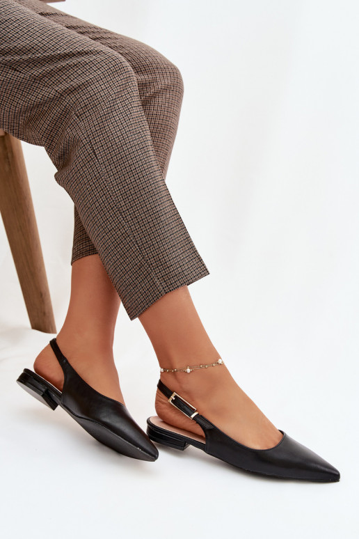 Zwarte Iverelle ballerina's met gouden gespen