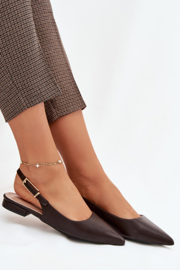 Chocolade Iverelle ballerina's met gouden gespen