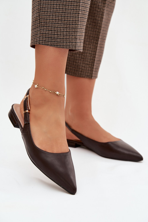 Ballerines couleur chocolat Iverelle avec des boucles dorées