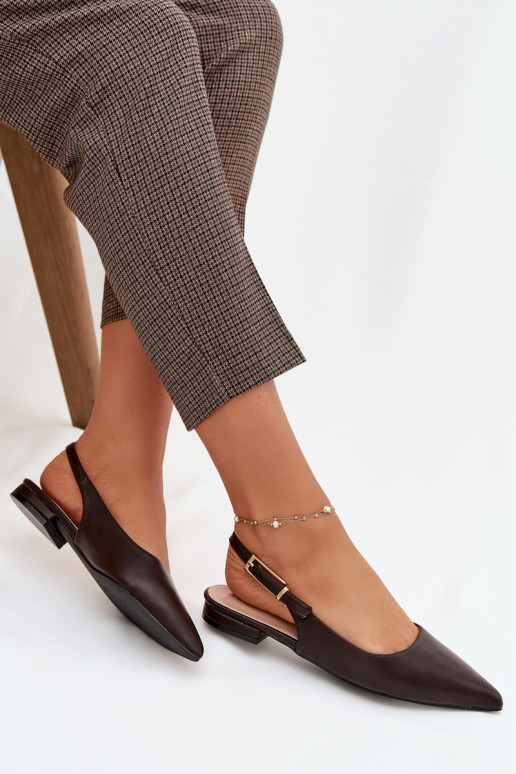 Ballerines couleur chocolat Iverelle avec des boucles dorées