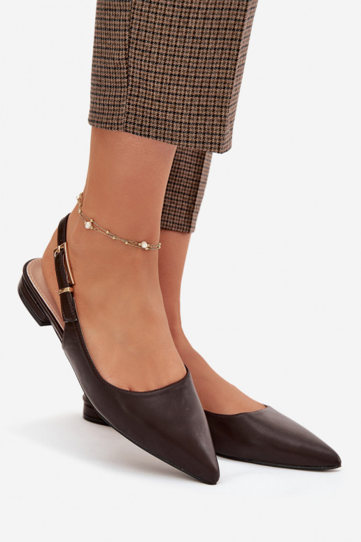 Ballerines couleur chocolat Iverelle avec des boucles dorées