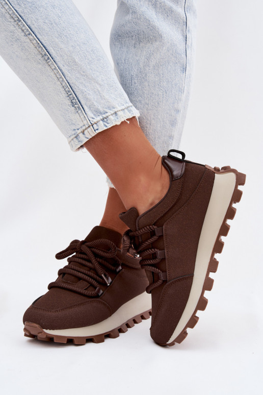 Baskets avec plateforme de couleur chocolat Riadella