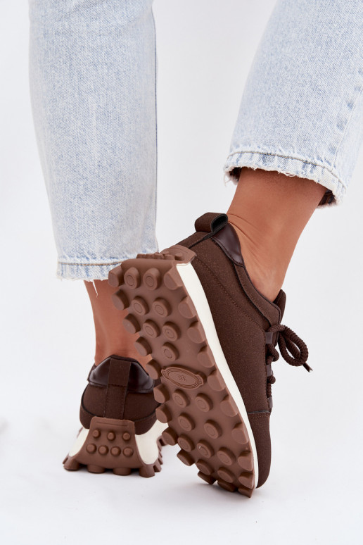 Sportieve schoenen met platform in chocolade kleur Riadella