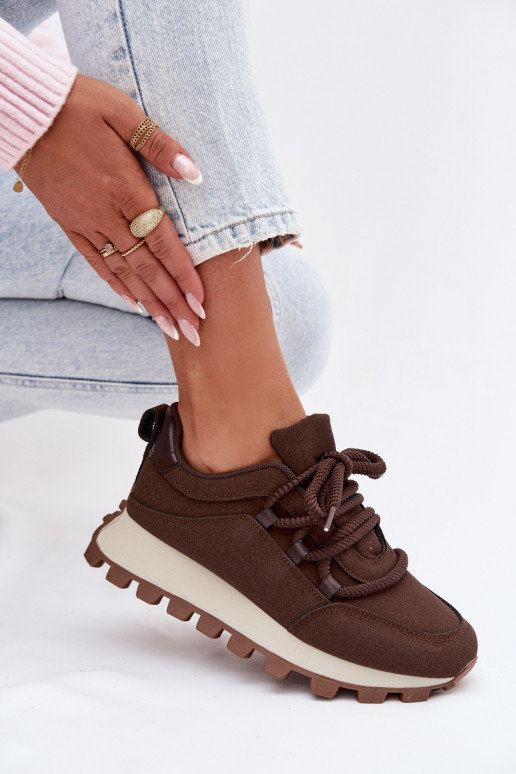 Sportieve schoenen met platform in chocolade kleur Riadella