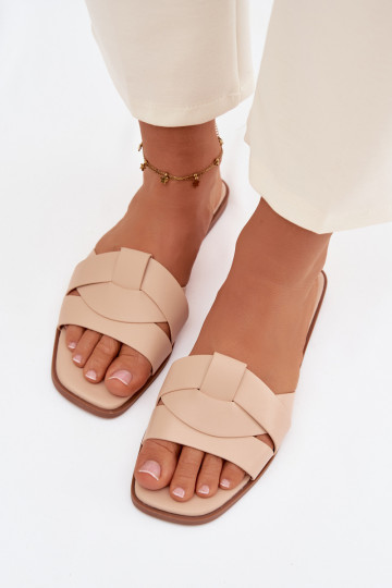 Chaussons pour femmes couleur sable à talons bas avec lanières Tai turirissae 2