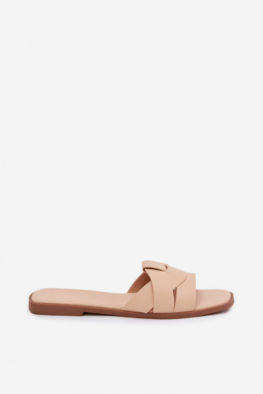Slippers Dames plat Met Strepen beige Het heeftrissae