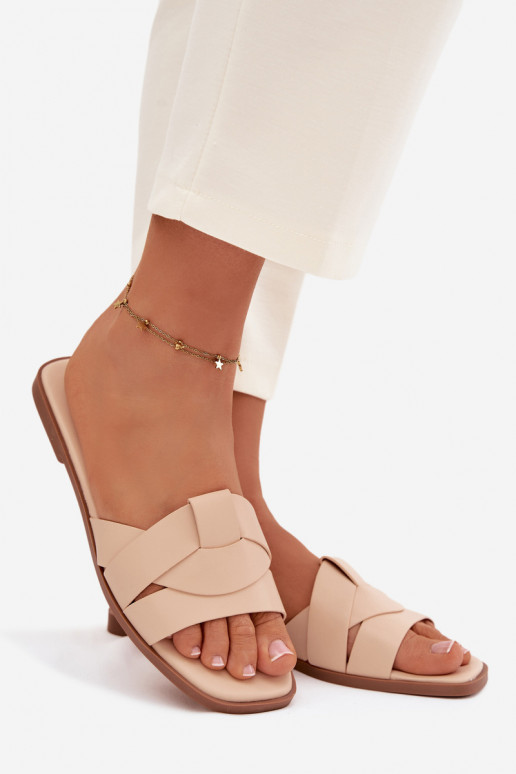 Slippers Dames plat Met Strepen beige Het heeftrissae