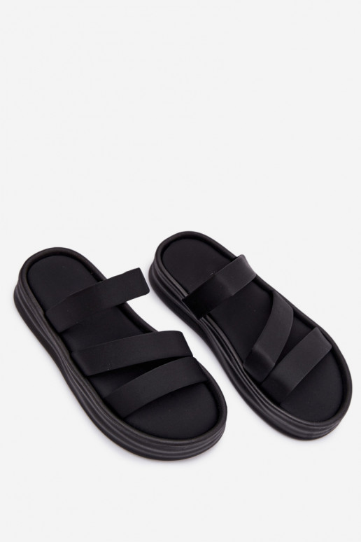  Pantoufles pour femmes avec une plateforme avec des bandes couleur noire Liorine