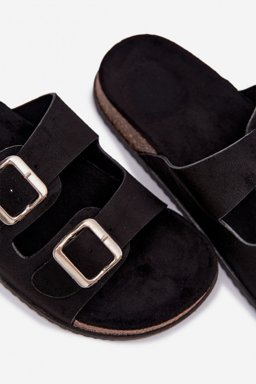 Pantoufles pour femmes avec boucles couleur noire Oliena