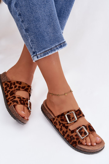 Mules pour femmes Oliena avec boucles et motifs en fourrure de léopard 2