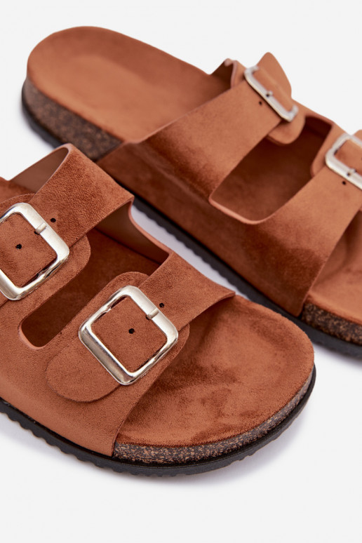 Pantoufles pour femmes avec boucles marron Oliena