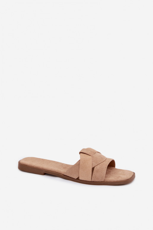 Chaussons Appartement pour femmes avec des bandes en daim écologiqueoÀe beige Florane